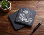 Schiefer Untersetzer Samurai Frosch Japanische Welle - Geschenk für Ja – Bild 5