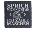 Schiefer Untersetzer Häkeln Sprich mich nicht an ich zähle Maschen - L – Bild 1