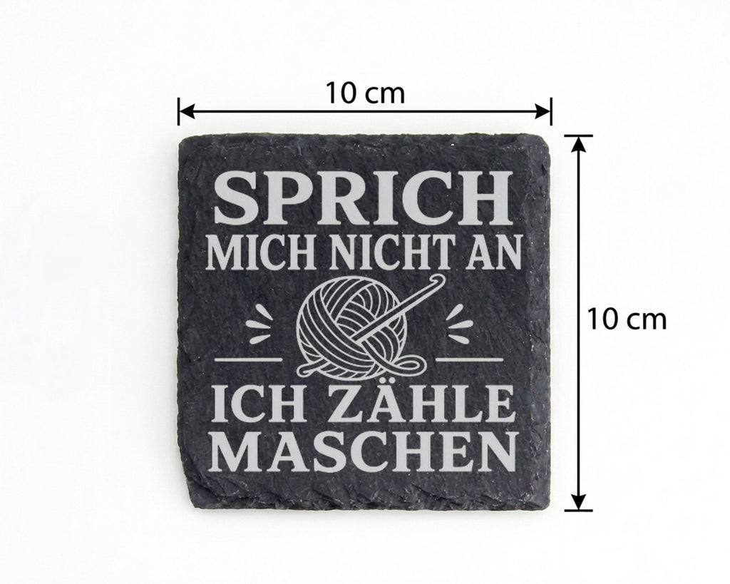 Schiefer Untersetzer Häkeln Sprich mich nicht an ich zähle Maschen - L – Bild 4