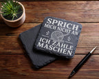 Schiefer Untersetzer Häkeln Sprich mich nicht an ich zähle Maschen - L – Bild 5