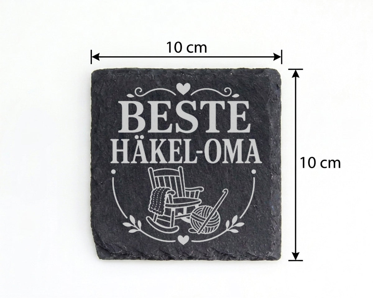 Schiefer Untersetzer Beste Häkel Oma - Geschenk für Großmutter zum Geb – Bild 4