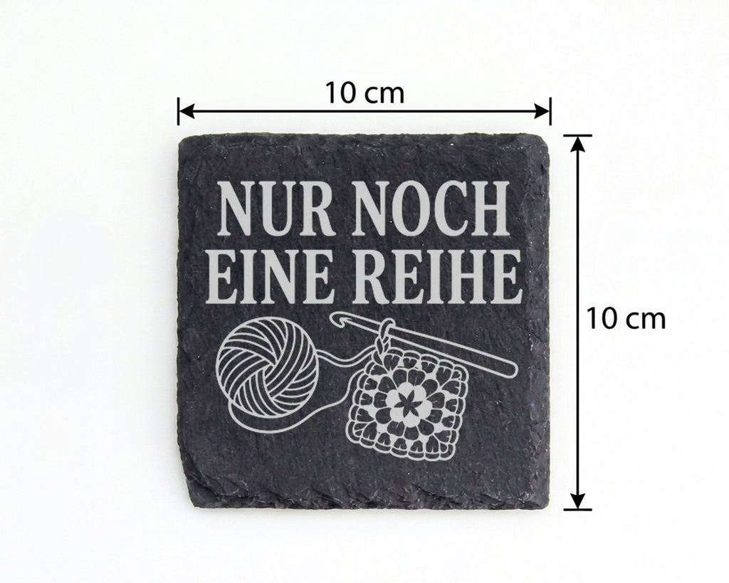 Schiefer Untersetzer Häkeln Nur noch eine Reihe - Lustiges Geschenk fü – Bild 4