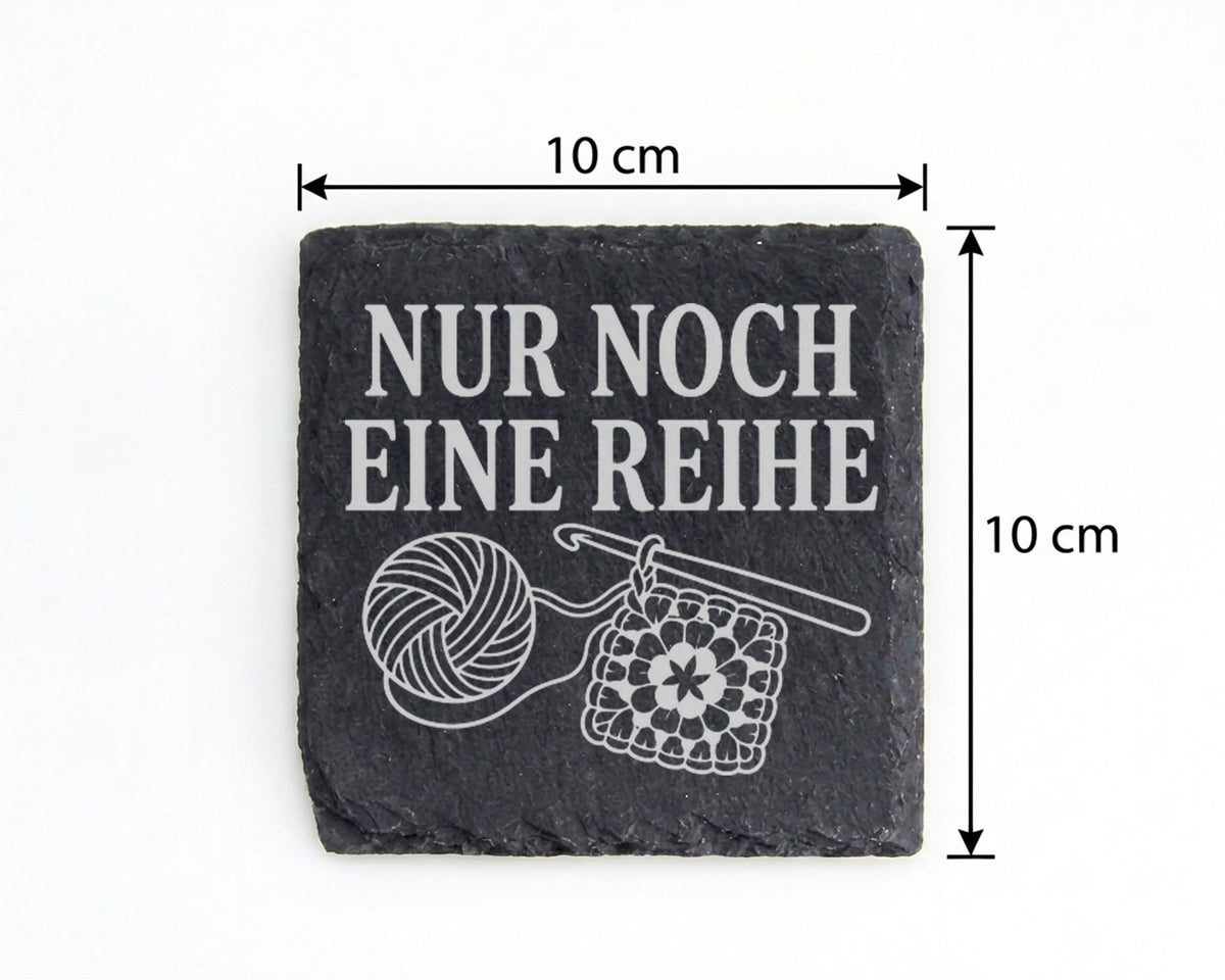 Schiefer Untersetzer Häkeln Nur noch eine Reihe - Lustiges Geschenk fü – Bild 4