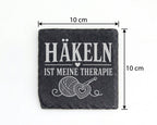 Schiefer Untersetzer Häkeln ist meine Therapie - Geschenk für Stricker – Bild 4