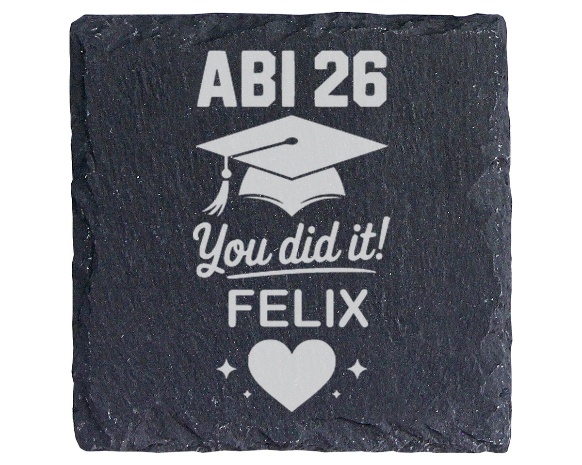 Schiefer Untersetzer Abi 26 You Did It Personalisiert - Geschenk für A – Bild 1