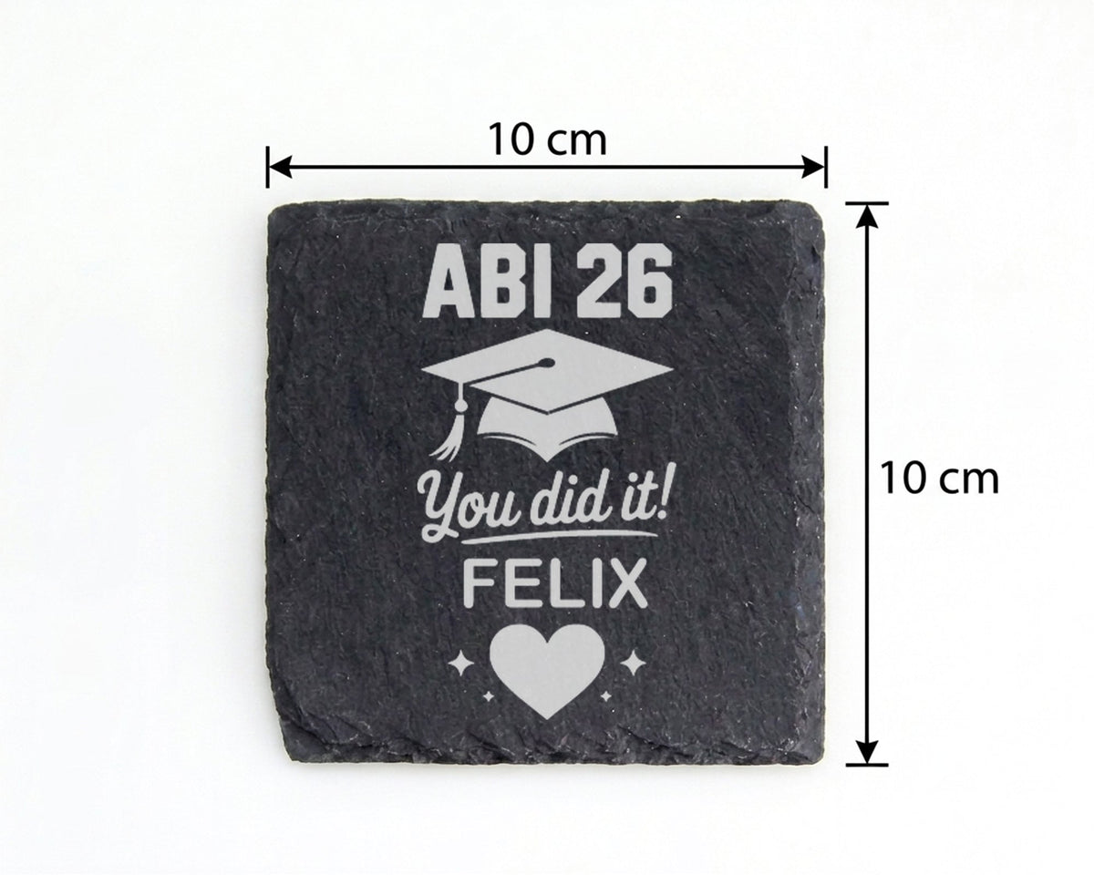 Schiefer Untersetzer Abi 26 You Did It Personalisiert - Geschenk für A – Bild 4