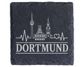 Schiefer Untersetzer Dortmund Skyline Herzschlag - Geschenk für Dortmu – Bild 1