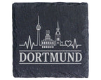 Schiefer Untersetzer Dortmund Skyline Herzschlag - Geschenk für Dortmu – Bild 1