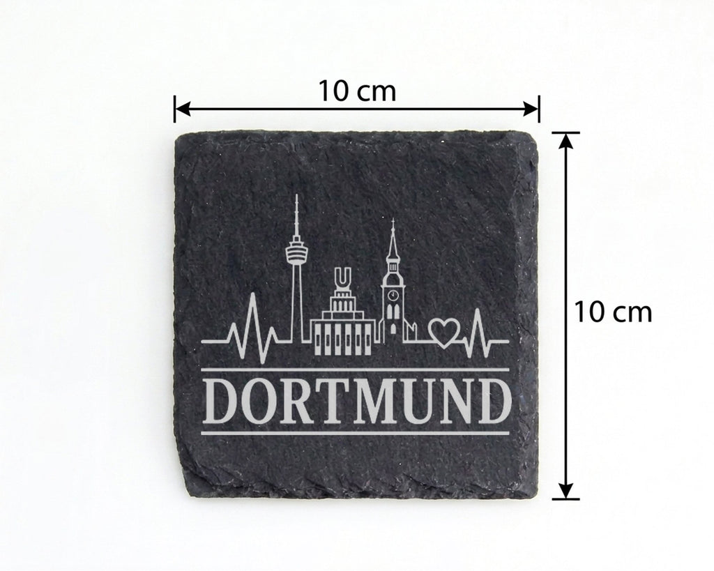 Schiefer Untersetzer Dortmund Skyline Herzschlag - Geschenk für Dortmu – Bild 4