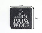 Schiefer Untersetzer Papa Wolf - Geschenk für Vater zum Vatertag & Geb – Bild 4