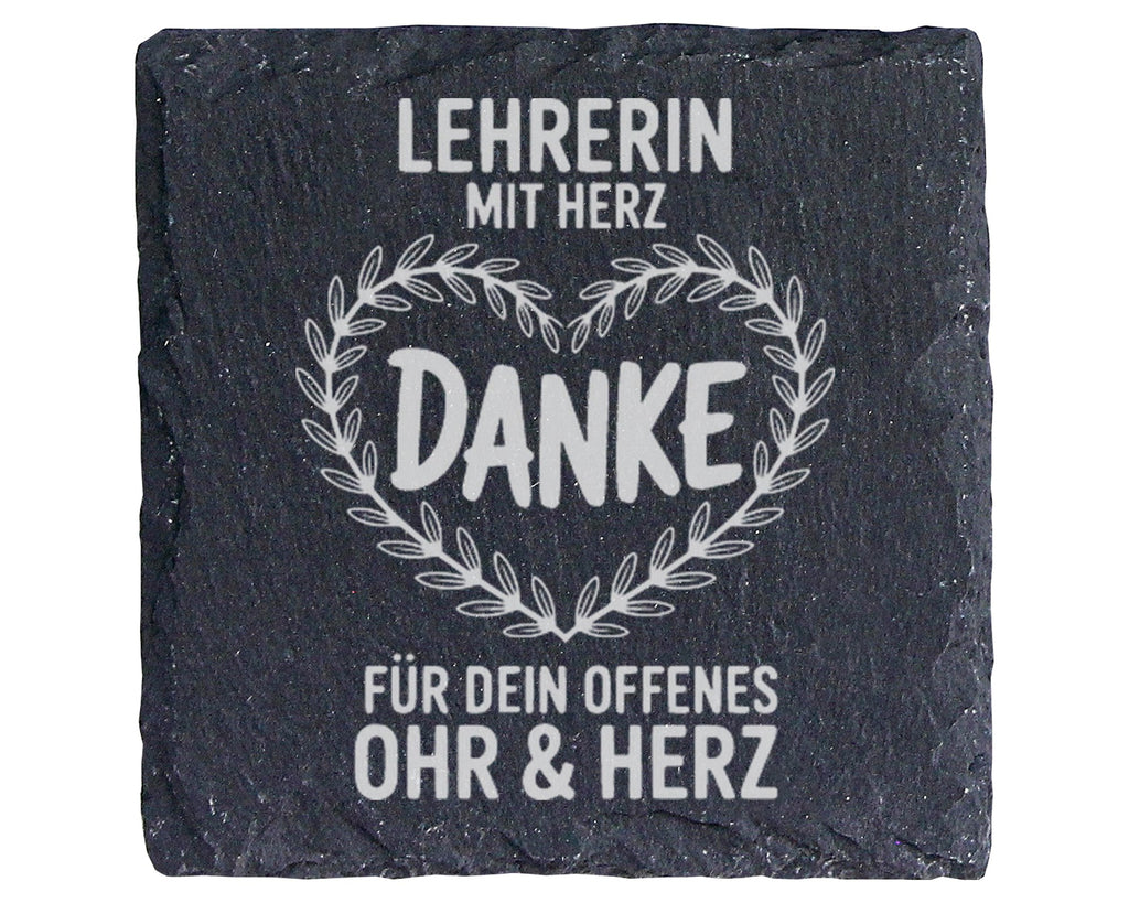 Schiefer Untersetzer Danke Lehrerin Mit Herz Für Offenes Ohr - Geschen – Bild 1