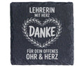 Schiefer Untersetzer Danke Lehrerin Mit Herz Für Offenes Ohr - Geschen – Bild 1