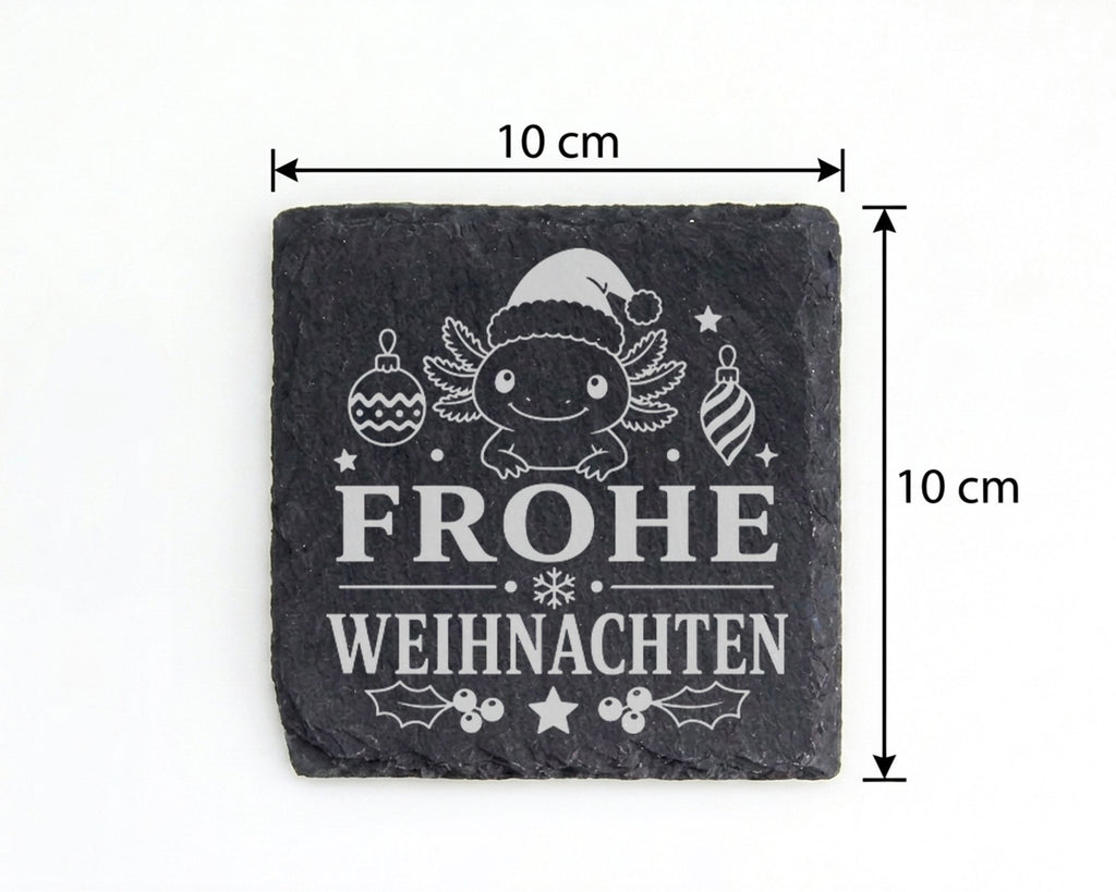 Schiefer Untersetzer Weihnachtstasse Axolotl Frohe Weihnachten - Süßes – Bild 4
