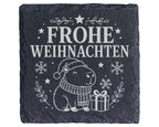 Schiefer Untersetzer Weihnachtstasse Capybara Frohe Weihnachten - Süße – Bild 1