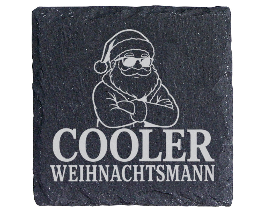 Schiefer Untersetzer Weihnachtstasse Cooler Weihnachtsmann - Lustiges  – Bild 1