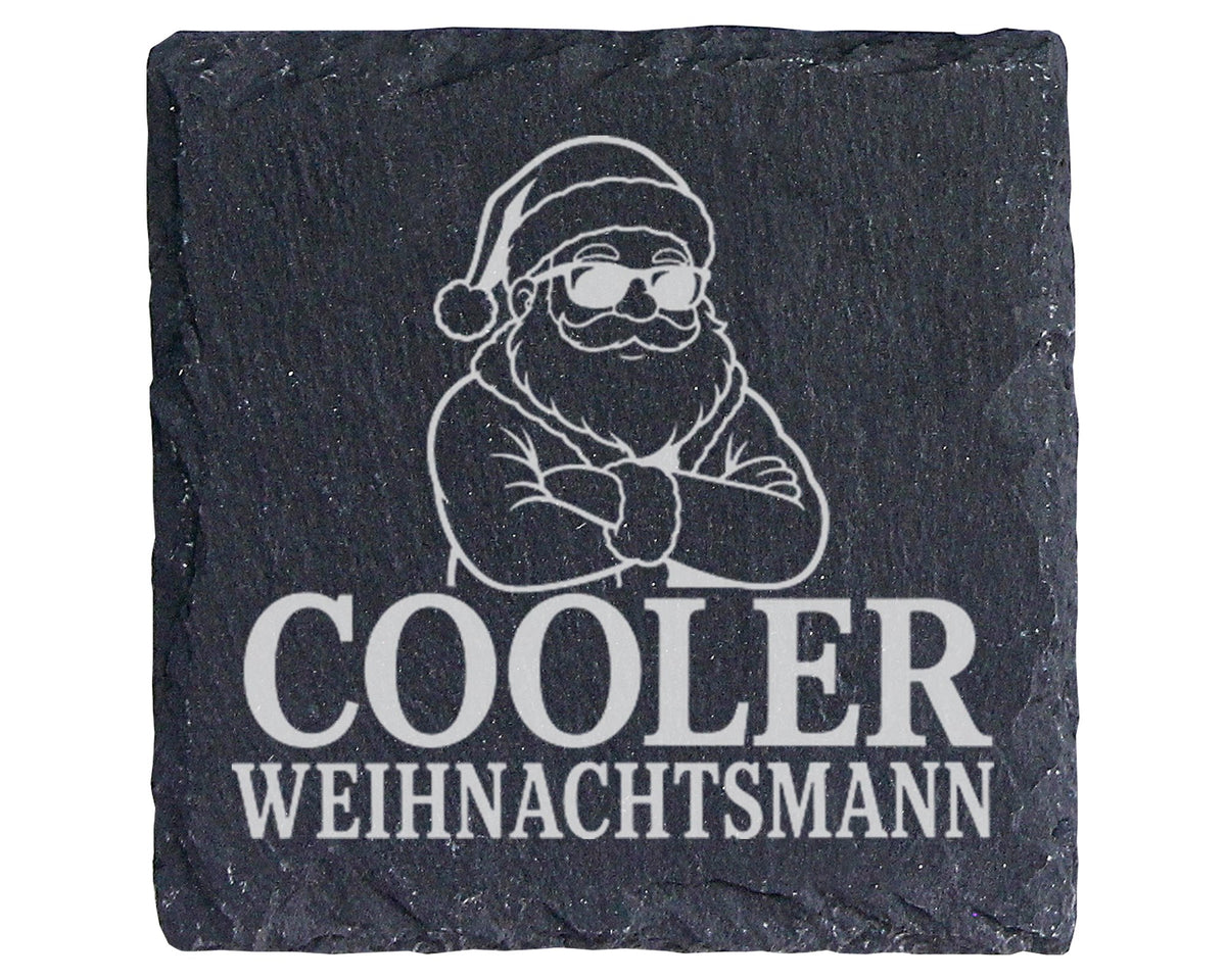 Schiefer Untersetzer Weihnachtstasse Cooler Weihnachtsmann - Lustiges  – Bild 1