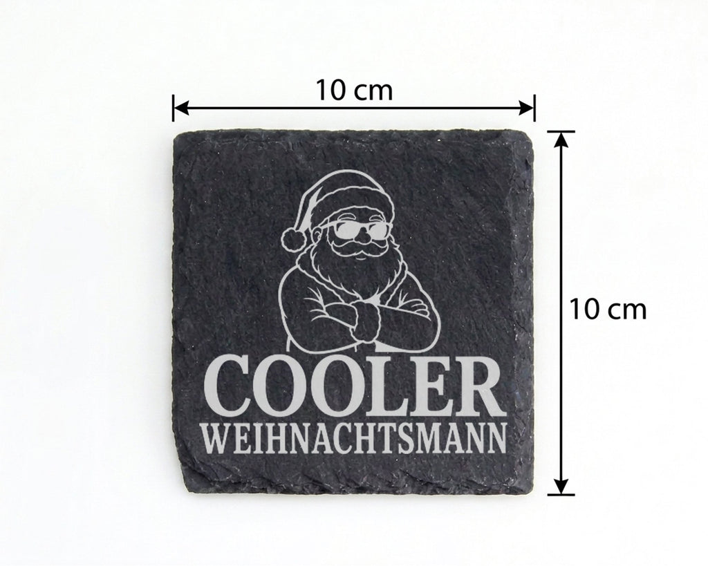 Schiefer Untersetzer Weihnachtstasse Cooler Weihnachtsmann - Lustiges  – Bild 4