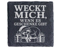 Schiefer Untersetzer Weihnachtstasse Weckt mich wenn es Geschenke gibt – Bild 1
