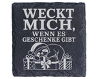 Schiefer Untersetzer Weihnachtstasse Weckt mich wenn es Geschenke gibt – Bild 1