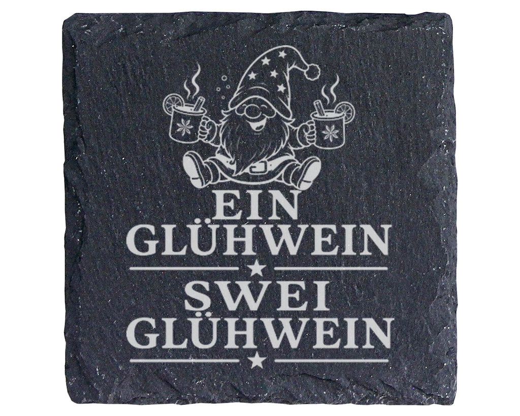 Schiefer Untersetzer Glühwein Ein swei - Lustiges Weihnachtsmarkt Gesc – Bild 1