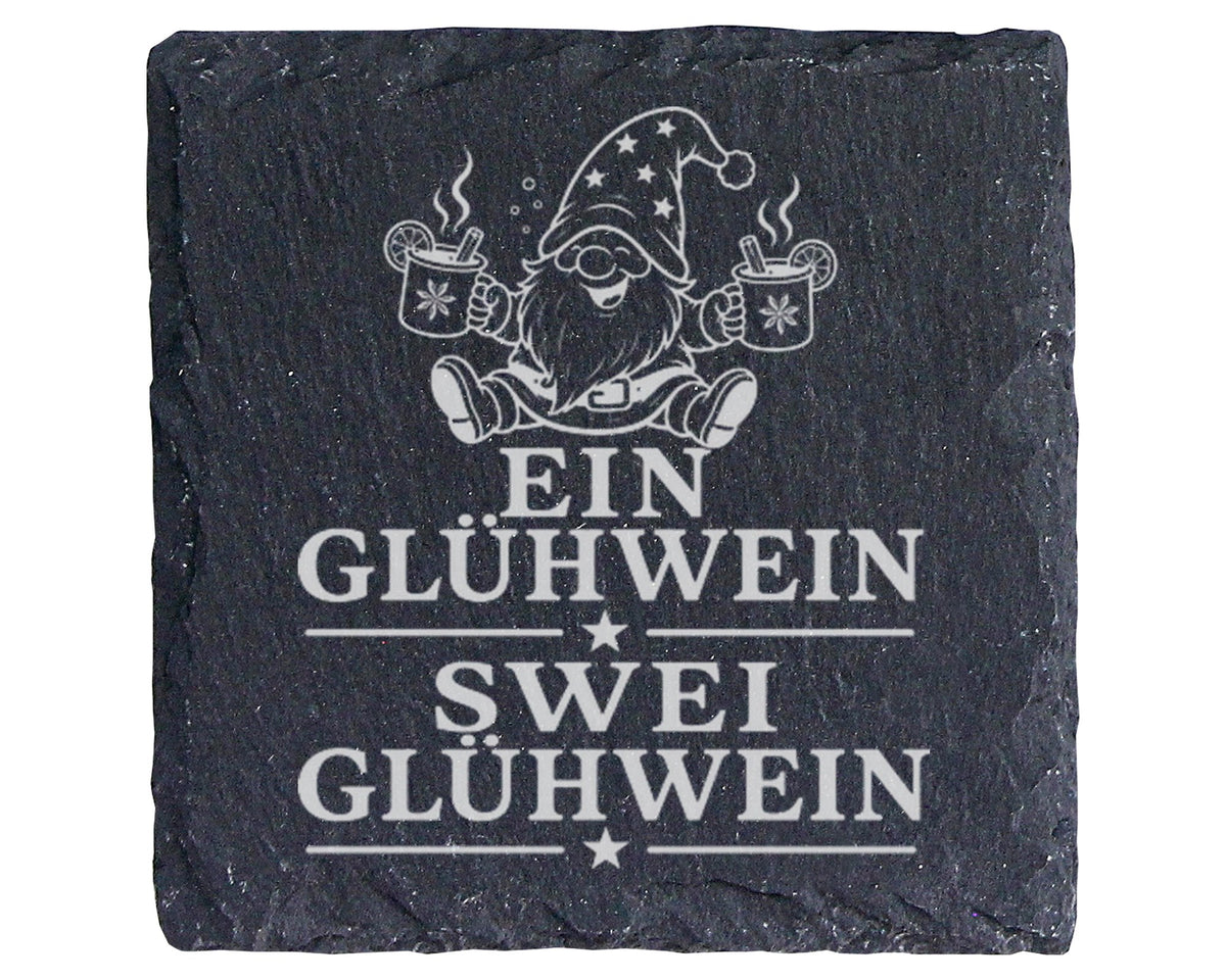 Schiefer Untersetzer Glühwein Ein swei - Lustiges Weihnachtsmarkt Gesc – Bild 1