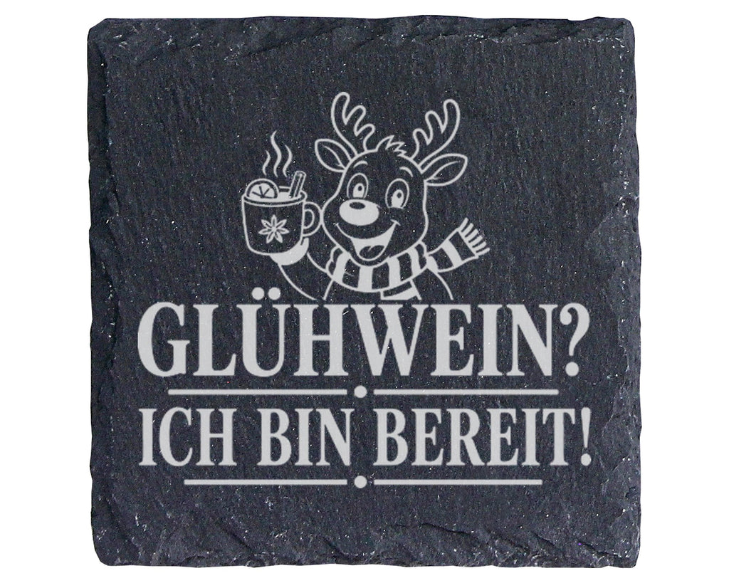 Schiefer Untersetzer Glühwein Ich bin bereit - Lustiges Weihnachtsmark – Bild 1