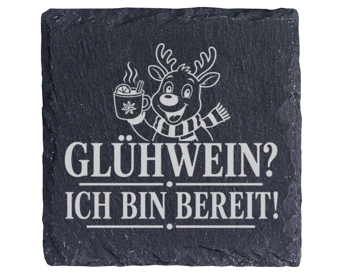 Schiefer Untersetzer Glühwein Ich bin bereit - Lustiges Weihnachtsmark – Bild 1
