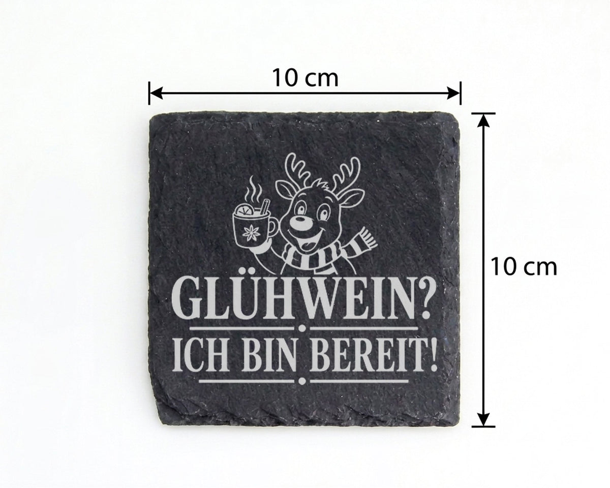 Schiefer Untersetzer Glühwein Ich bin bereit - Lustiges Weihnachtsmark – Bild 4