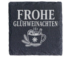 Schiefer Untersetzer Frohe Glühweinachten - Lustiges Weihnachtsmarkt G – Bild 1