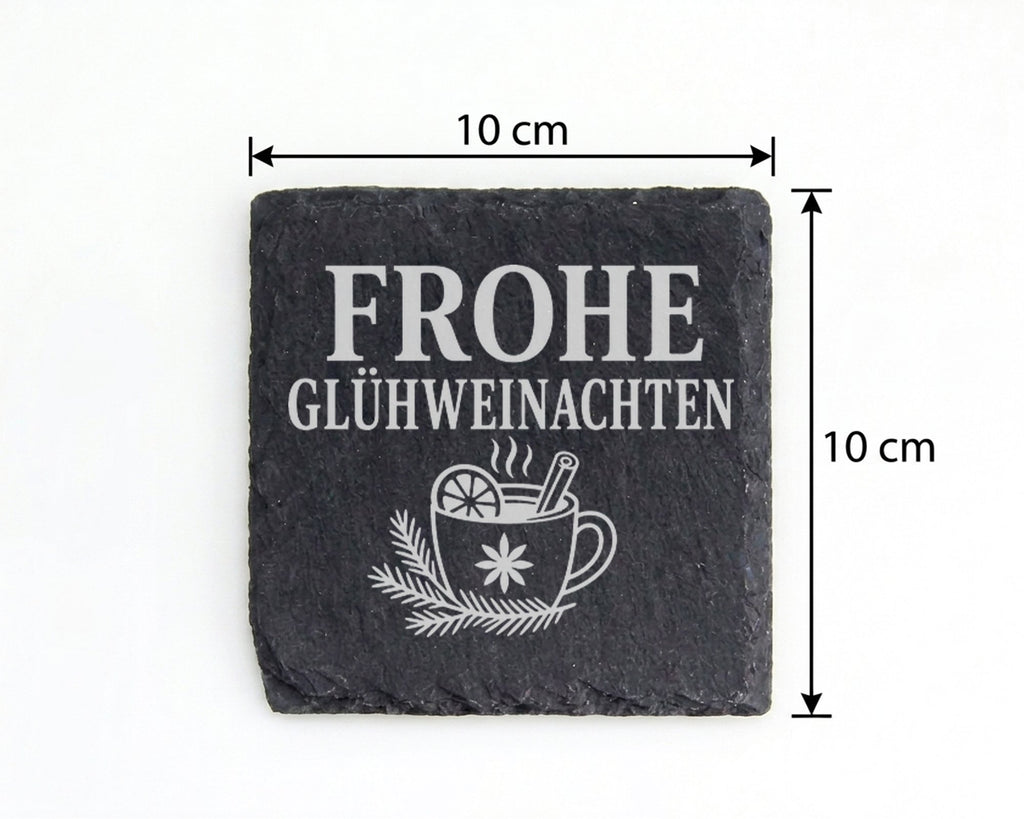 Schiefer Untersetzer Frohe Glühweinachten - Lustiges Weihnachtsmarkt G – Bild 4