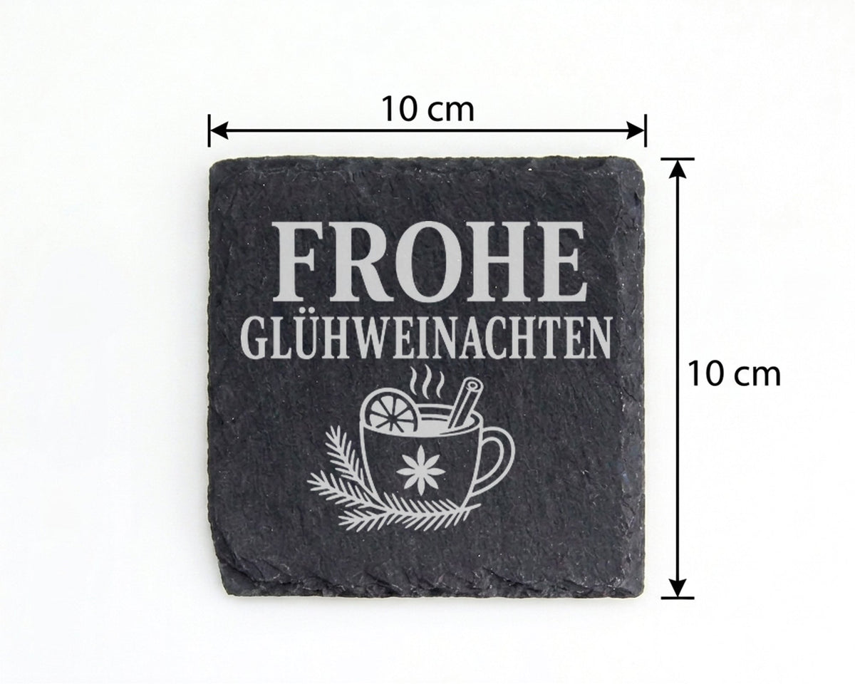 Schiefer Untersetzer Frohe Glühweinachten - Lustiges Weihnachtsmarkt G – Bild 4