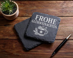 Schiefer Untersetzer Frohe Glühweinachten - Lustiges Weihnachtsmarkt G – Bild 5