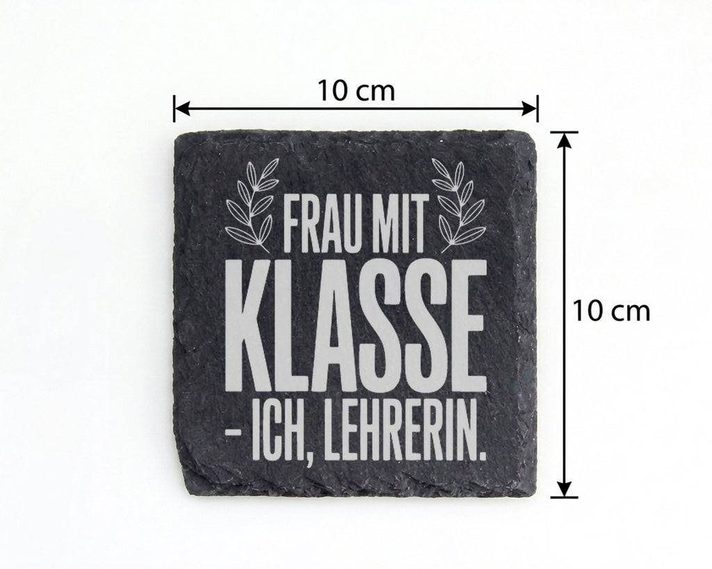 Schiefer Untersetzer Frau Mit Klasse Lehrerin - Lustiges Geschenk Für  – Bild 4