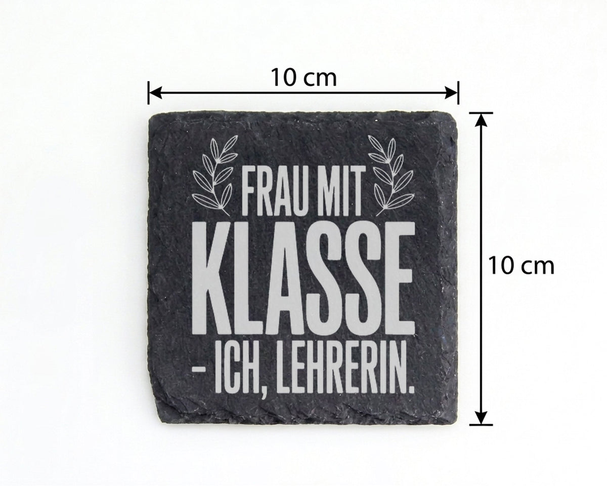 Schiefer Untersetzer Frau Mit Klasse Lehrerin - Lustiges Geschenk Für  – Bild 4