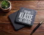 Schiefer Untersetzer Frau Mit Klasse Lehrerin - Lustiges Geschenk Für  – Bild 5