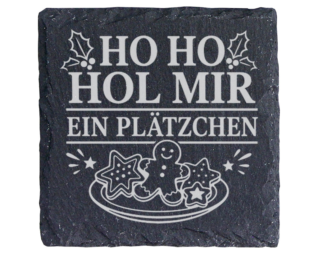 Schiefer Untersetzer Weihnachtstasse Ho Hol mir ein Plätzchen - Lustig – Bild 1