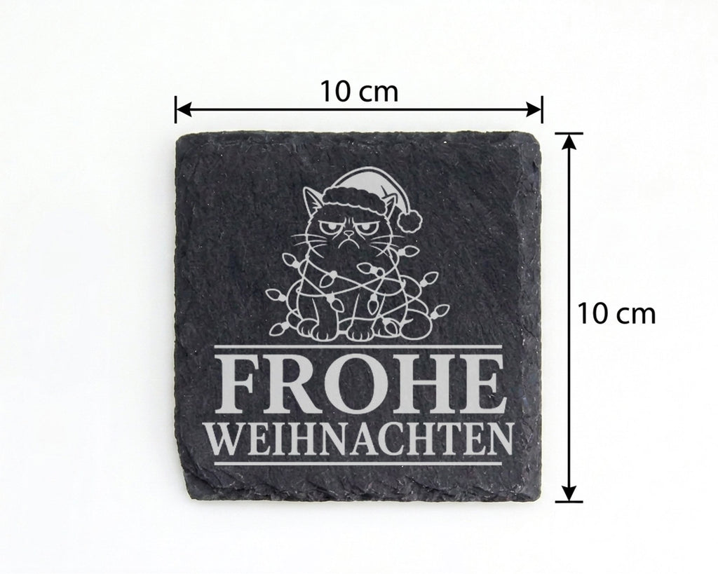Schiefer Untersetzer Weihnachtstasse Katze Frohe Weihnachten - Lustige – Bild 4