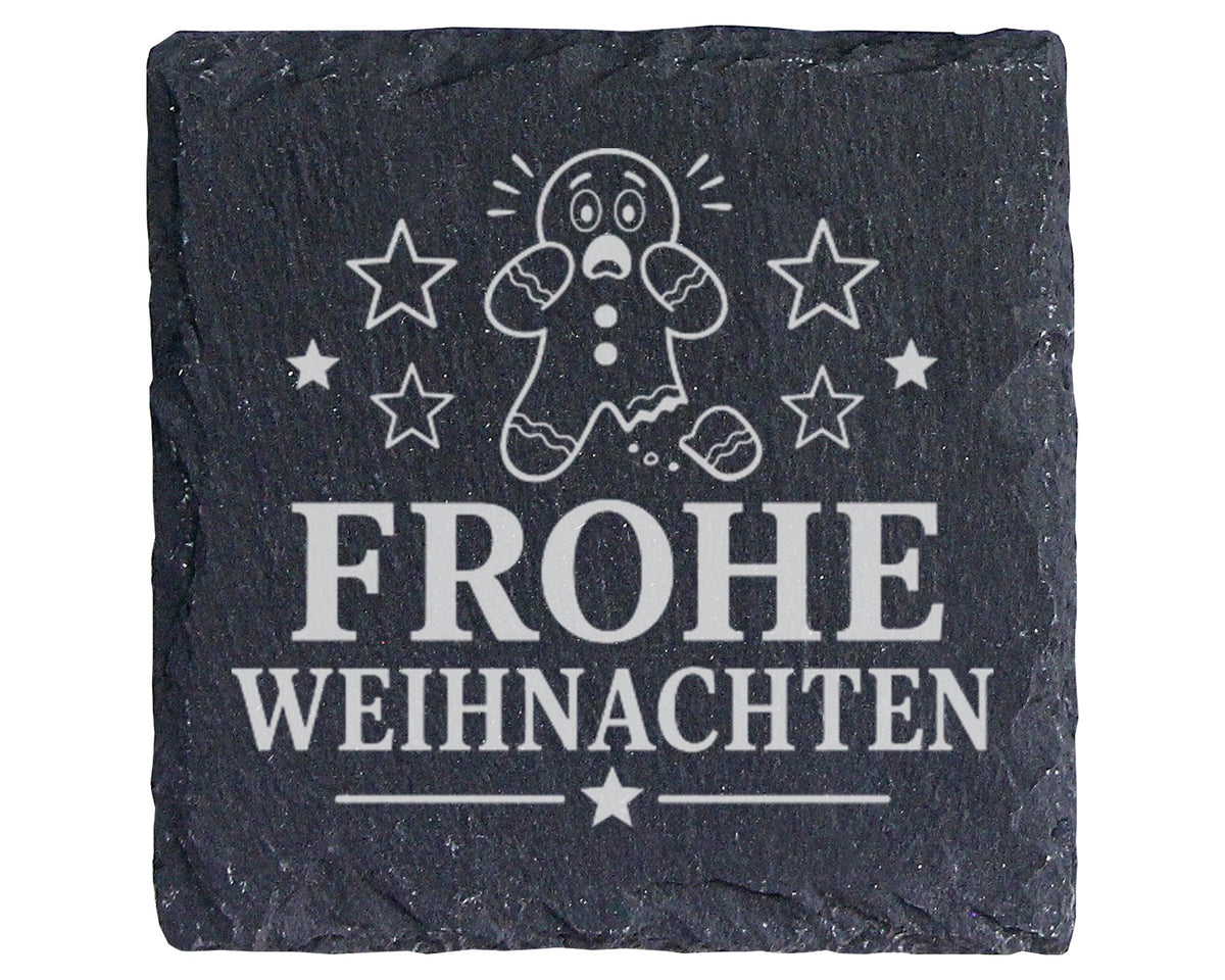 Schiefer Untersetzer Weihnachtstasse Lebkuchenmann Frohe Weihnachten - – Bild 1