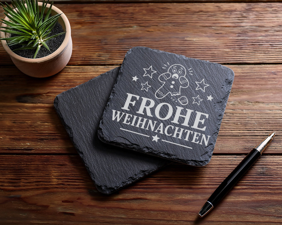 Schiefer Untersetzer Weihnachtstasse Lebkuchenmann Frohe Weihnachten - – Bild 5