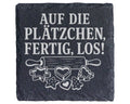 Schiefer Untersetzer Weihnachtstasse Auf die Plätzchen fertig los - Lu – Bild 1