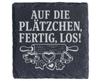 Schiefer Untersetzer Weihnachtstasse Auf die Plätzchen fertig los - Lu – Bild 1