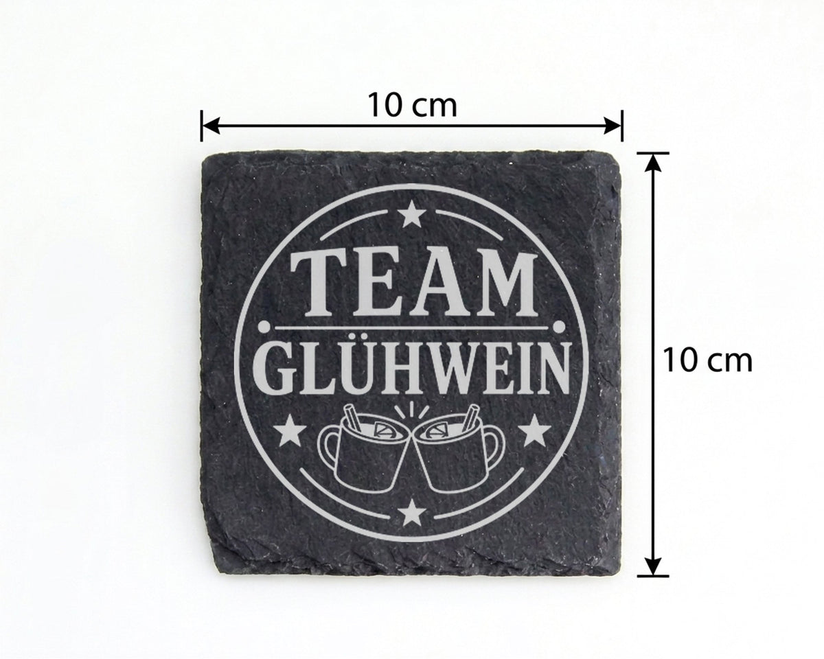 Schiefer Untersetzer Team Glühwein - Weihnachtsmarkt Geschenk für Koll – Bild 4