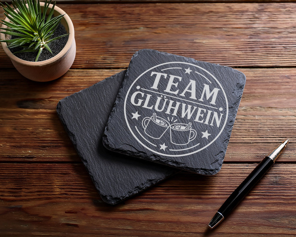 Schiefer Untersetzer Team Glühwein - Weihnachtsmarkt Geschenk für Koll – Bild 5