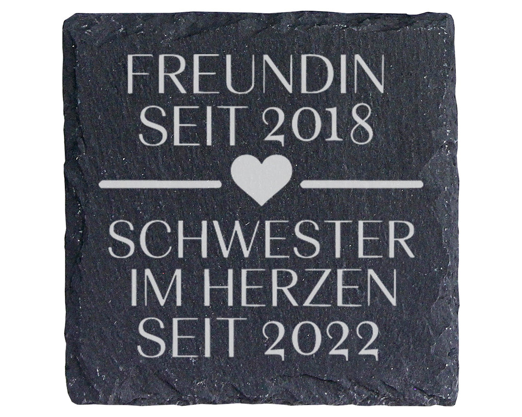 Schiefer Untersetzer Freundin Schwester im Herzen Personalisiert - Ges – Bild 1