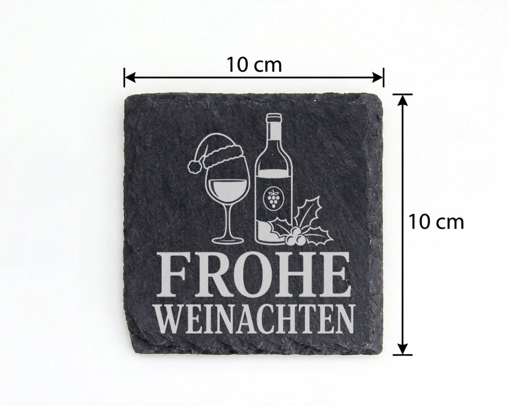 Schiefer Untersetzer Weihnachtstasse Frohe Weinachten - Lustiges Wein  – Bild 4