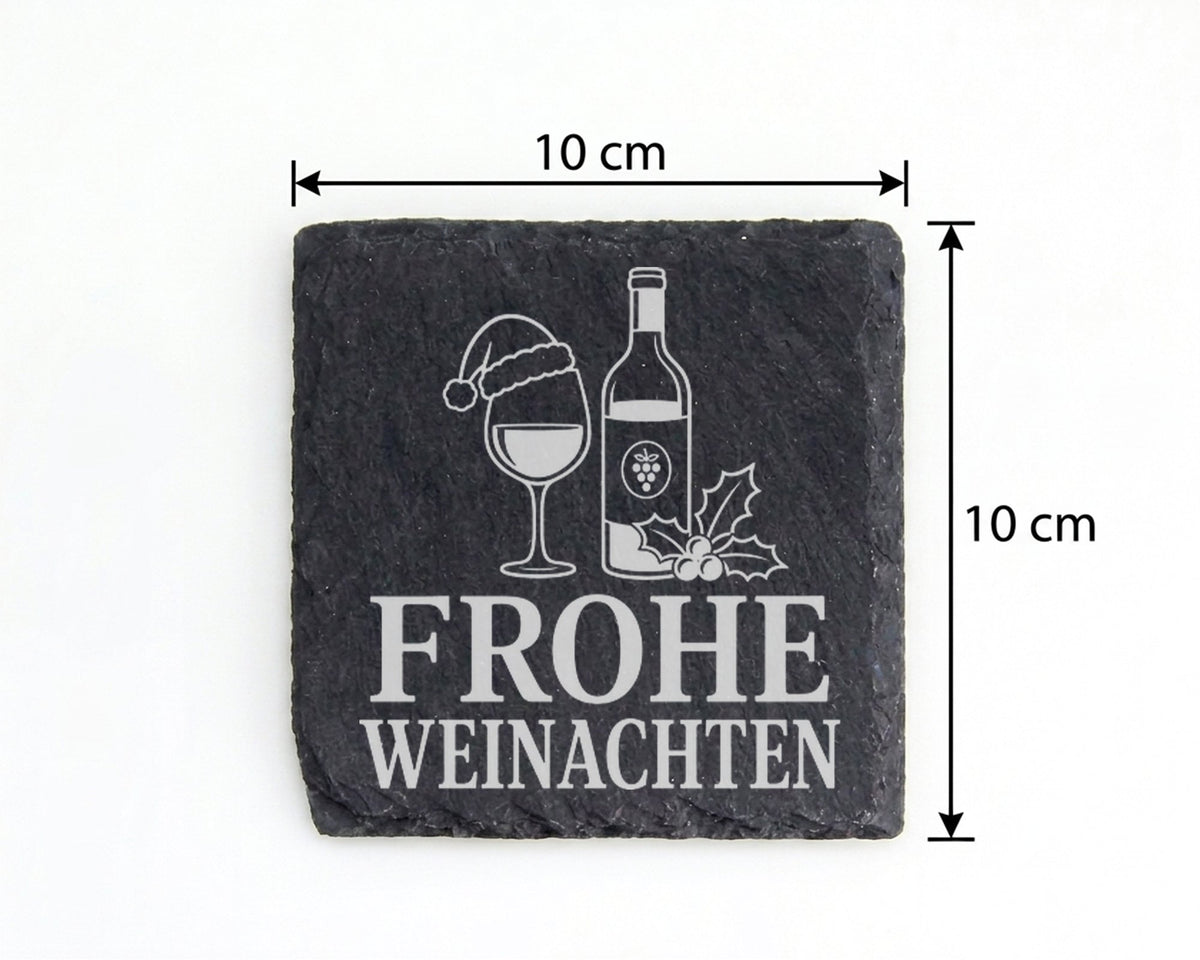 Schiefer Untersetzer Weihnachtstasse Frohe Weinachten - Lustiges Wein  – Bild 4