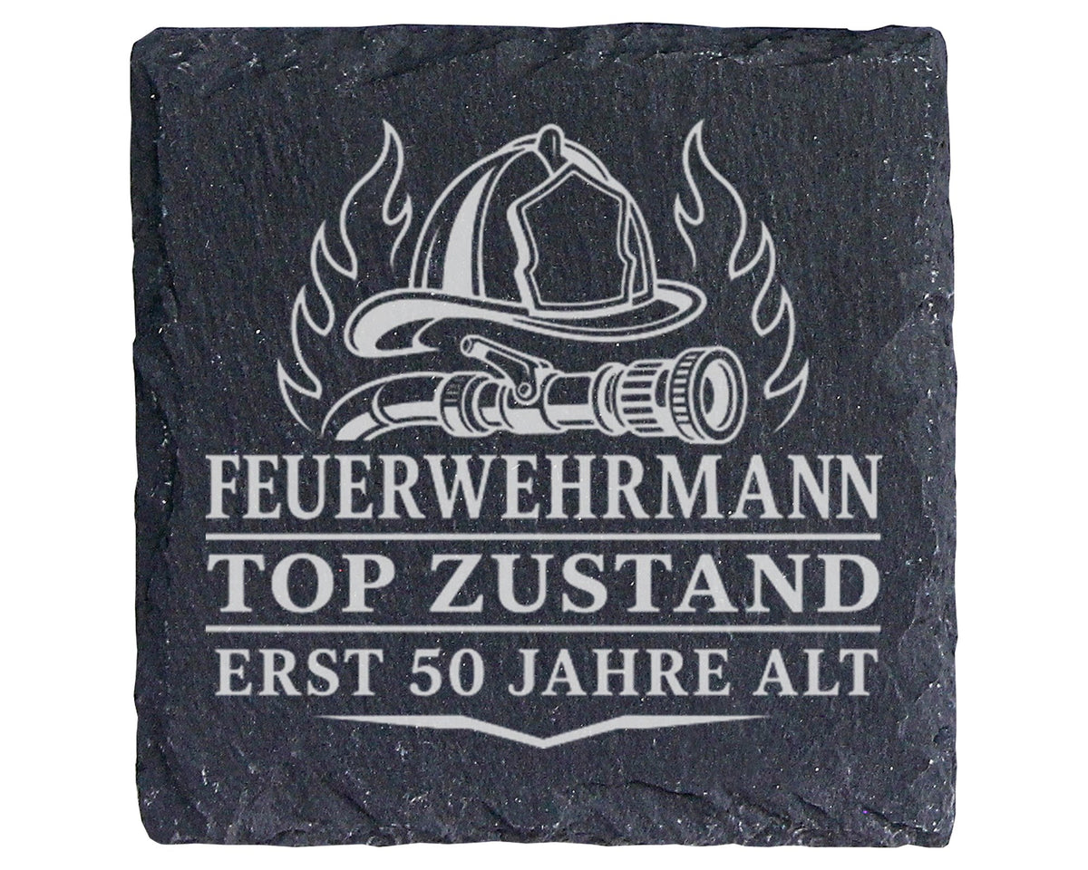 Schiefer Untersetzer Feuerwehrmann erst 50 Jahre alt - Lustiges Geburt – Bild 1