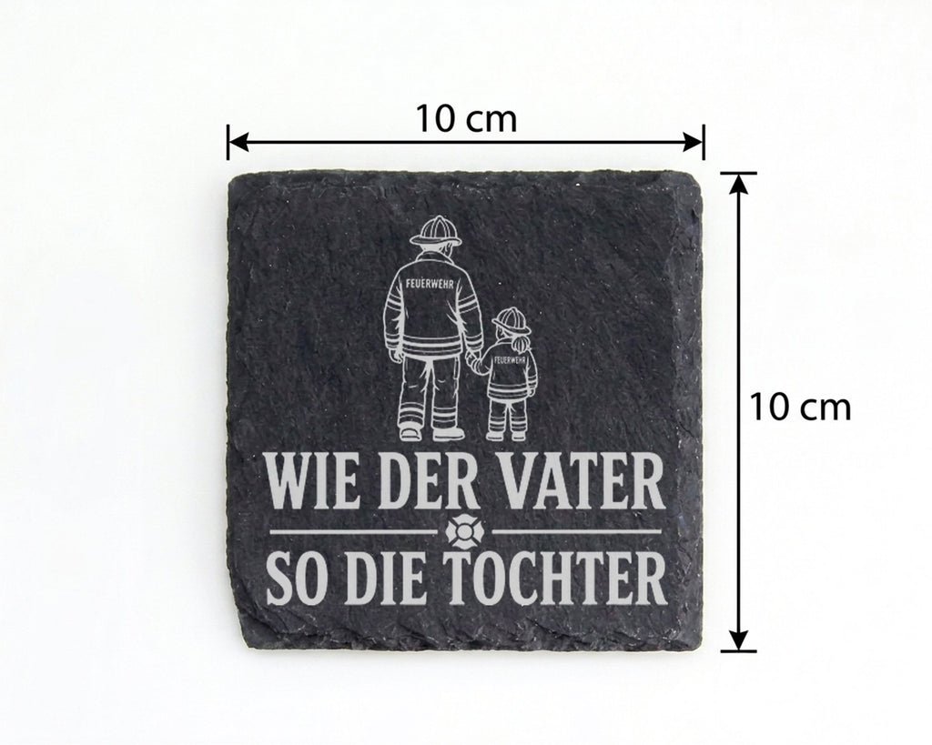 Schiefer Untersetzer Feuerwehr Wie der Vater so die Tochter - Geschenk – Bild 4