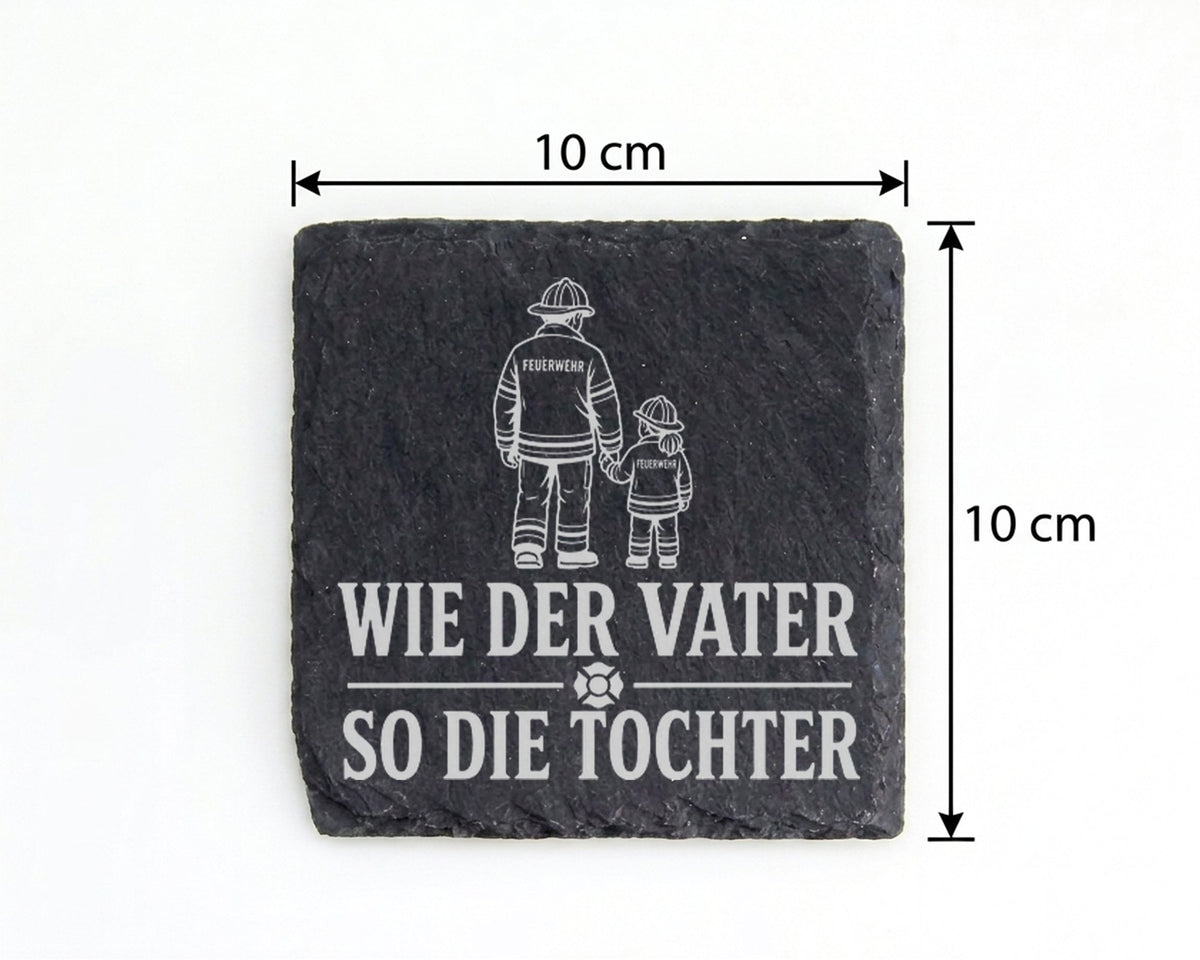 Schiefer Untersetzer Feuerwehr Wie der Vater so die Tochter - Geschenk – Bild 4