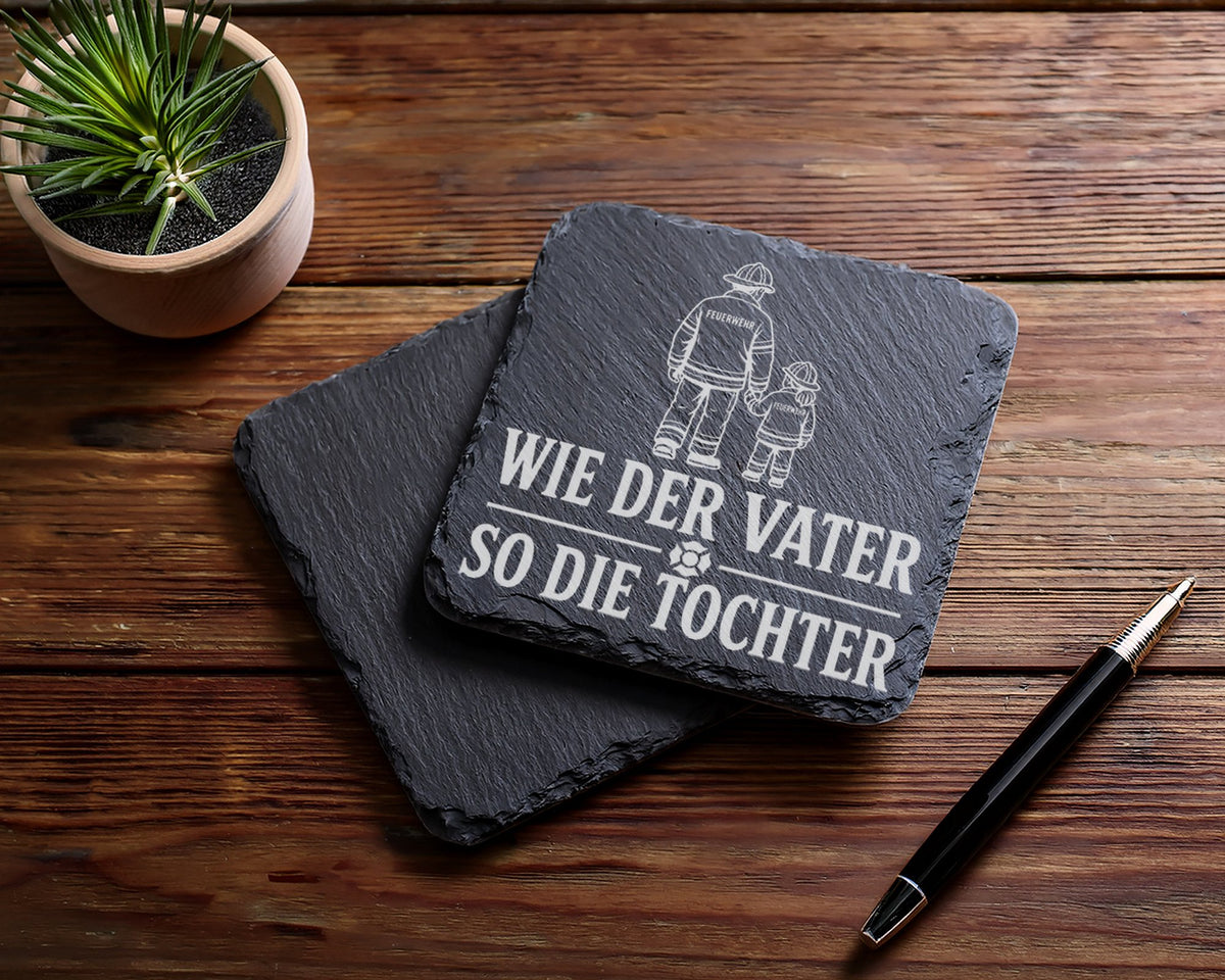 Schiefer Untersetzer Feuerwehr Wie der Vater so die Tochter - Geschenk – Bild 5